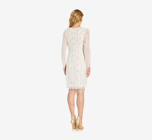 Hand-Beaded Wrap Dress In Ivory Pearl | Adrianna Papell